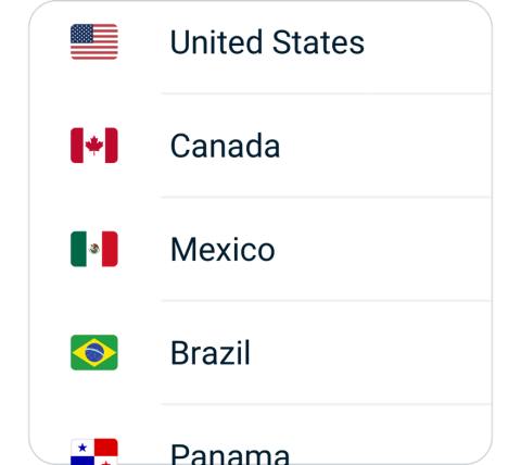 Ate connect step 2, choose VPN server location